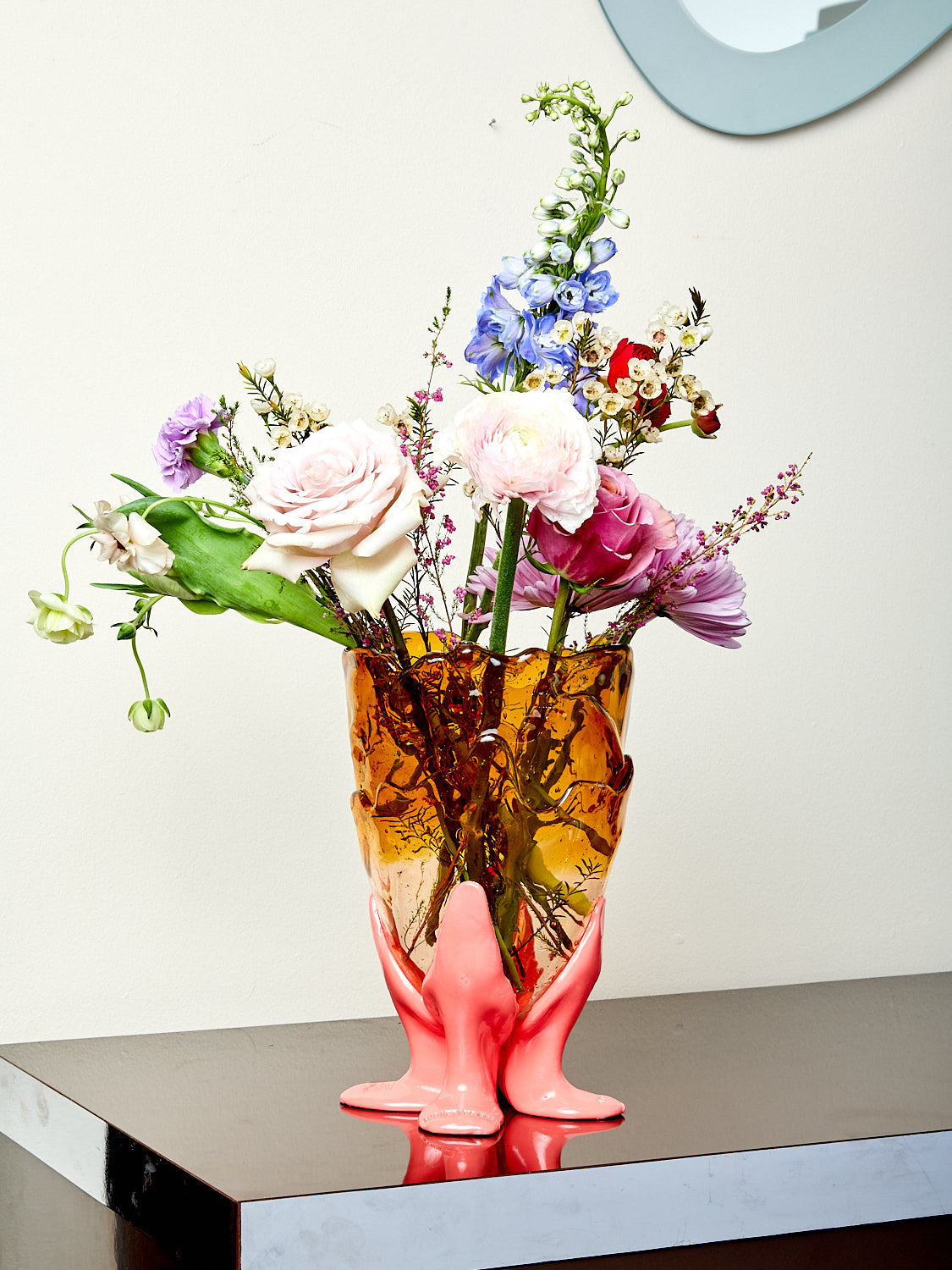 Clear Vessel in Amber Pink