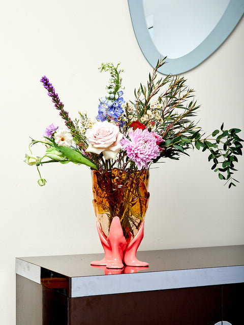 Clear Vessel in Amber Pink