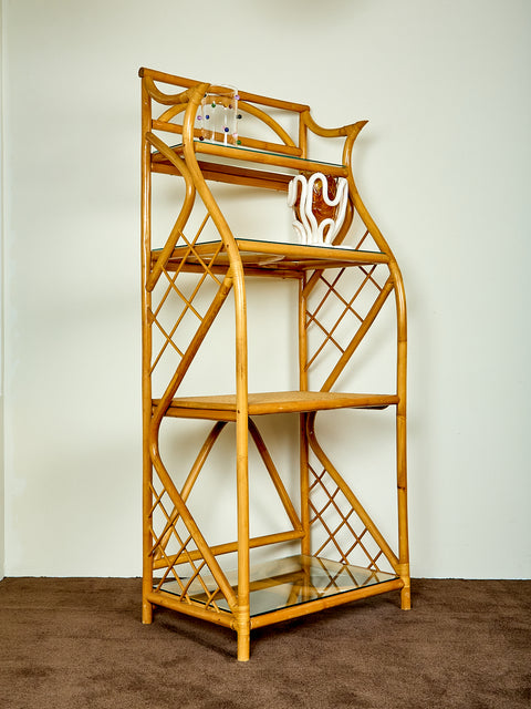 Vintage French Rattan Etagere