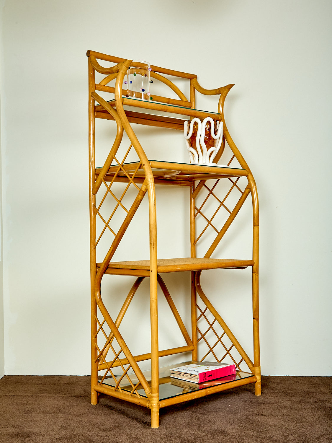 Vintage French Rattan Etagere