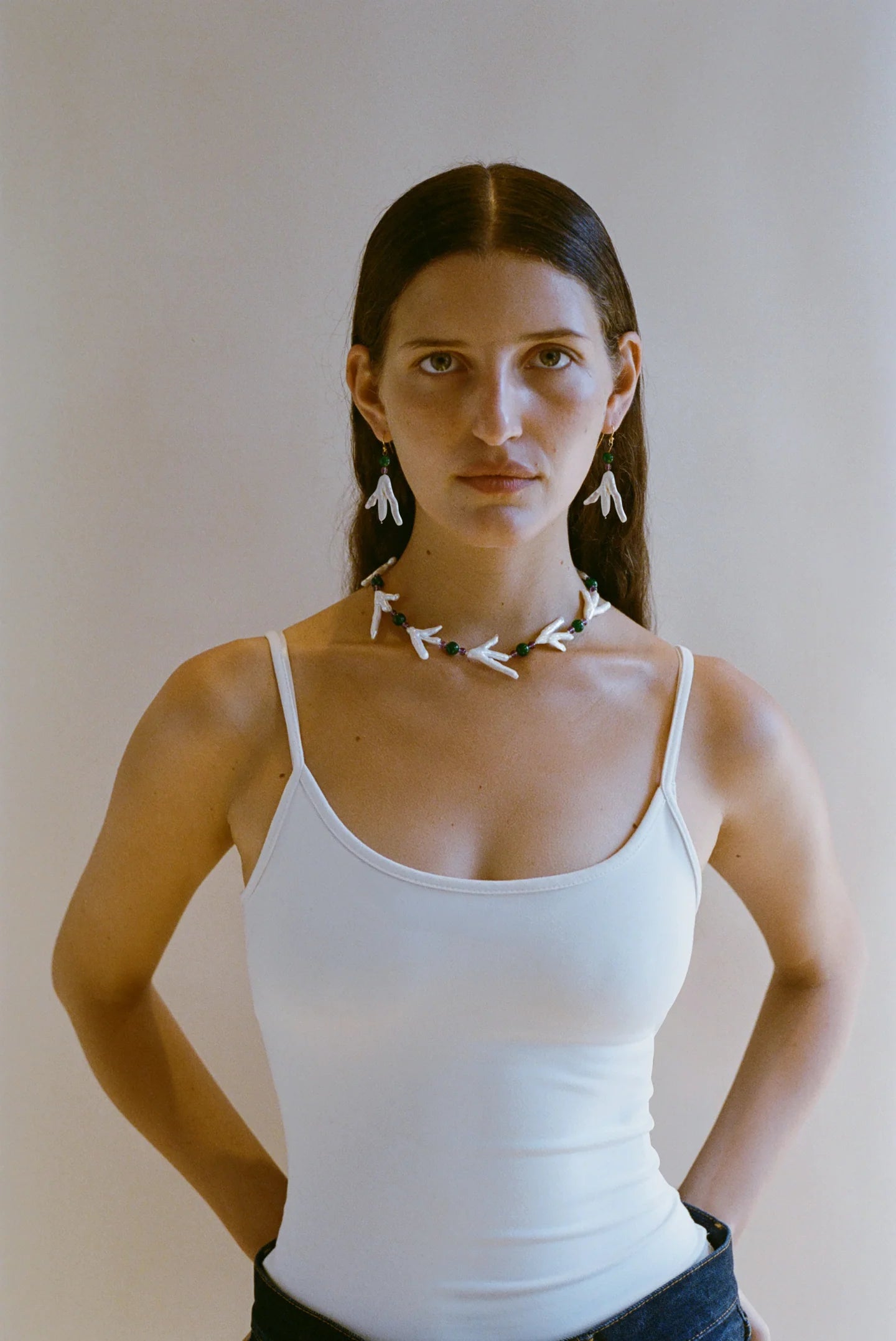 Host Necklace with Chicken Feet Pearl and Gems