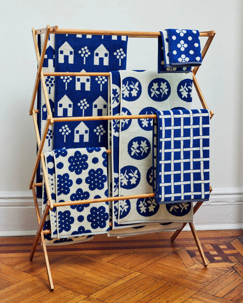 Navy Pattern Towels Set of 5