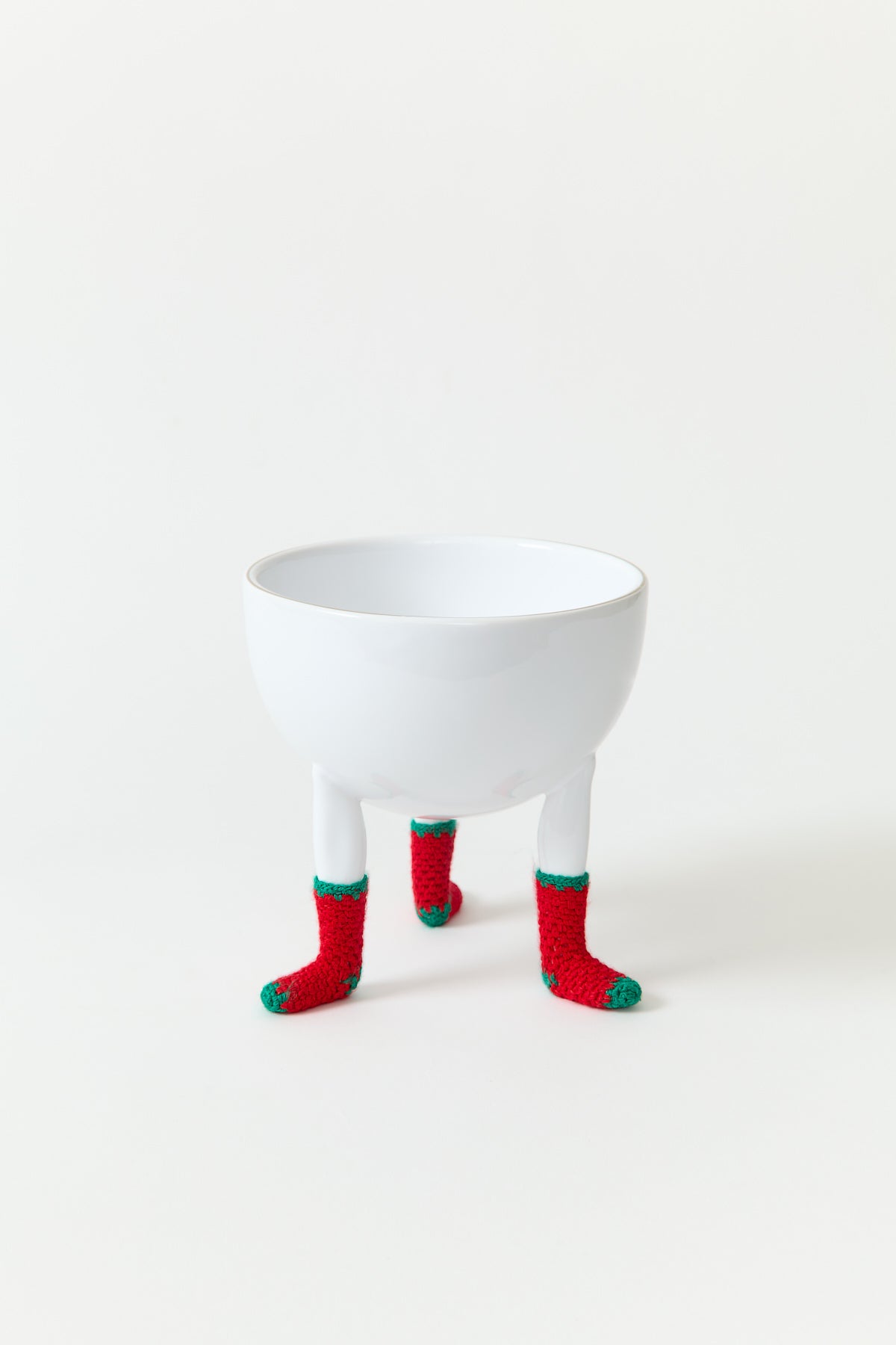 Leg Bowl with Suede Boots or Knit Socks