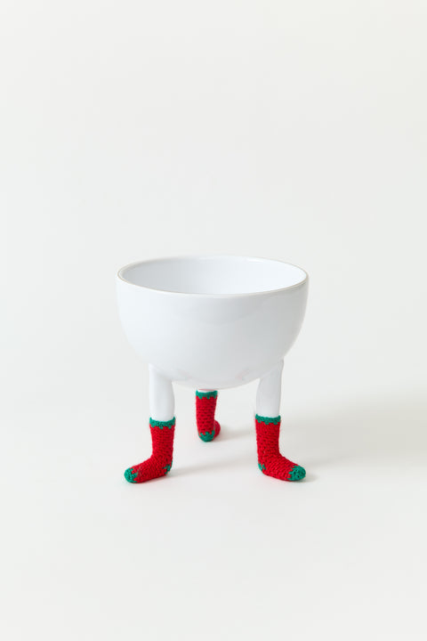 Leg Bowl with Suede Boots or Knit Socks