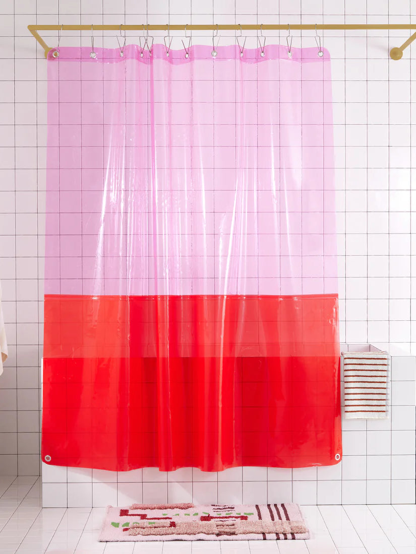 Red best sale shower curtain