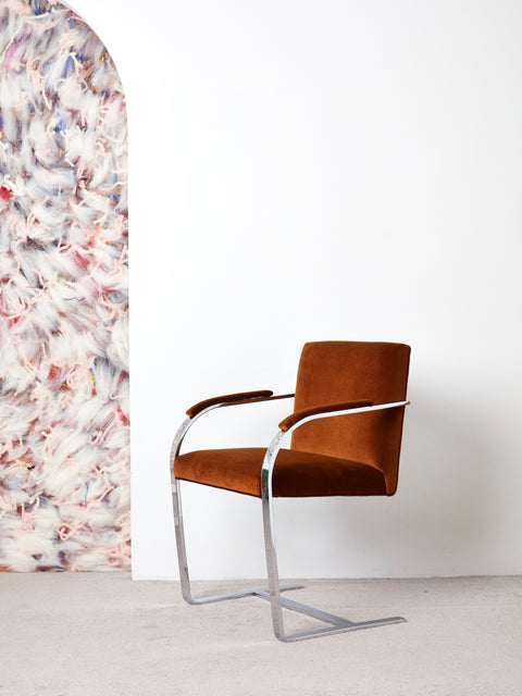 Vintage BRNO Flat Bar Chair in caramel brown velvet.