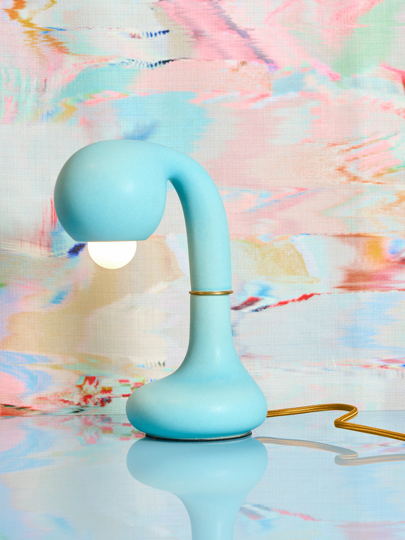 Blue Short Ceramic Table Lamp by Entler Studio.