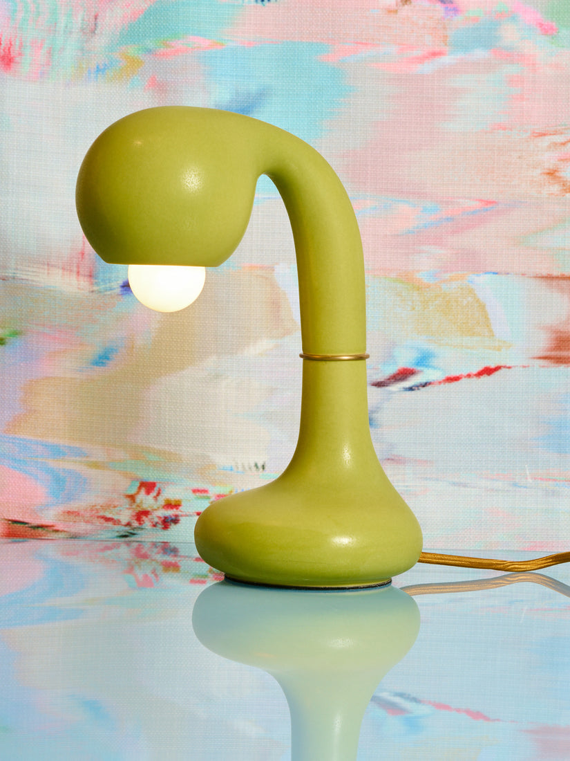 Chartreuse  Short Ceramic Table Lamp by Entler Studio.