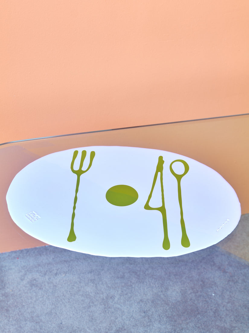 A single Lavender/Green Opaque Table-Mates Placemat by Gaetano Pesce for Fish Design.