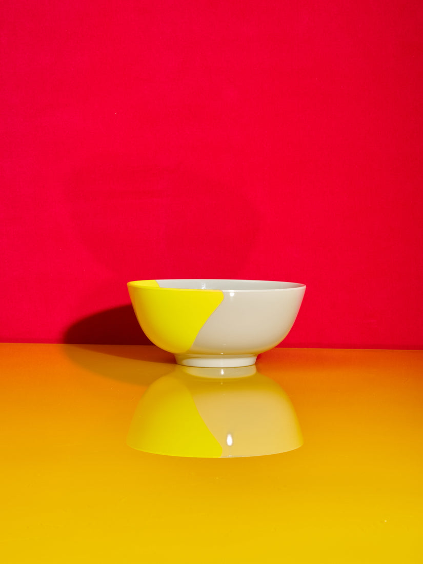 Yellow and grey Melamine Bowl by Thomas Fuchs.