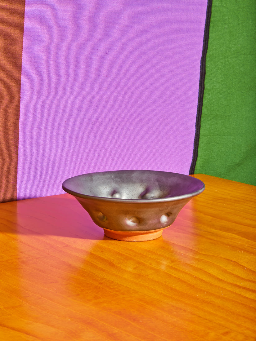 Small Graphite Dimpled Ceramic Bowl by Valtierra Ceramica.