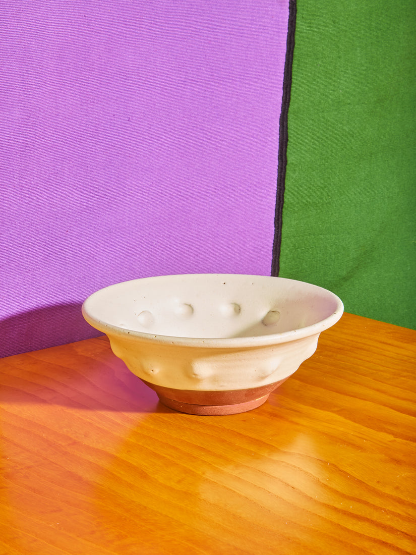 Medium White Dimpled Ceramic Bowl by Valtierra Ceramica.