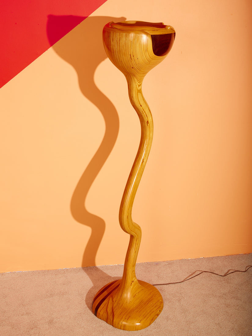 Sculptural Wooden Floor Lamp