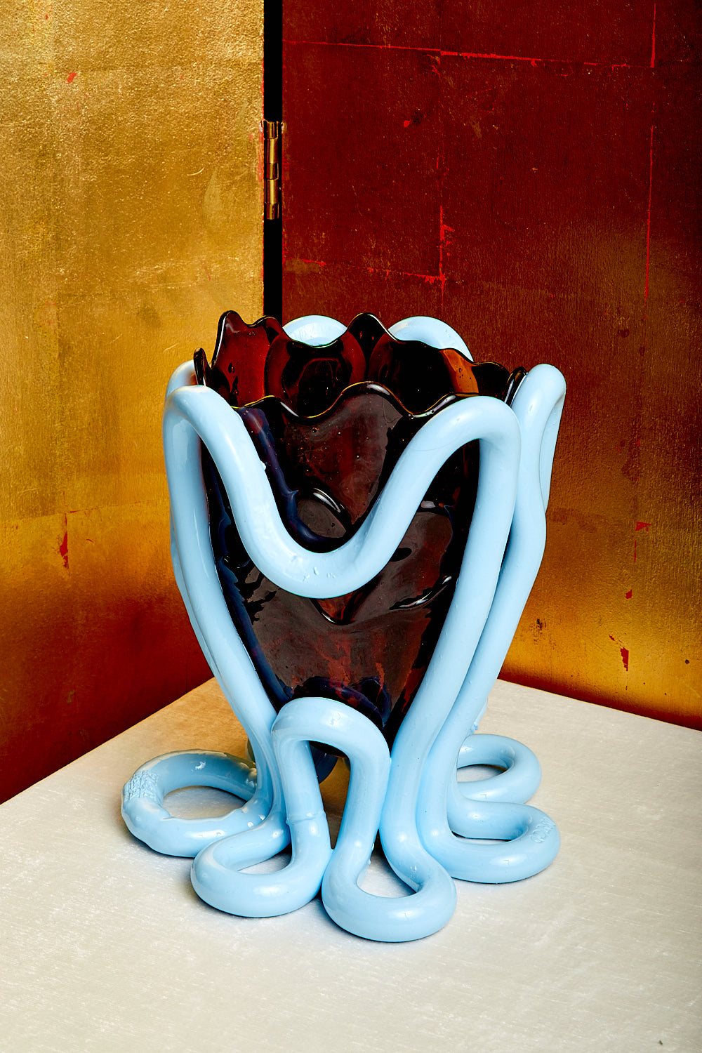 Indian Summer Vessel in brown and blue by Gaetano Pesce for Fish Design.