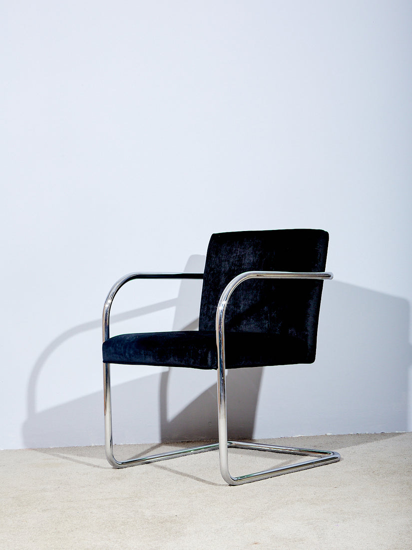 Vintage BRNO Chair by Mies van der Rohe in Black Velvet.