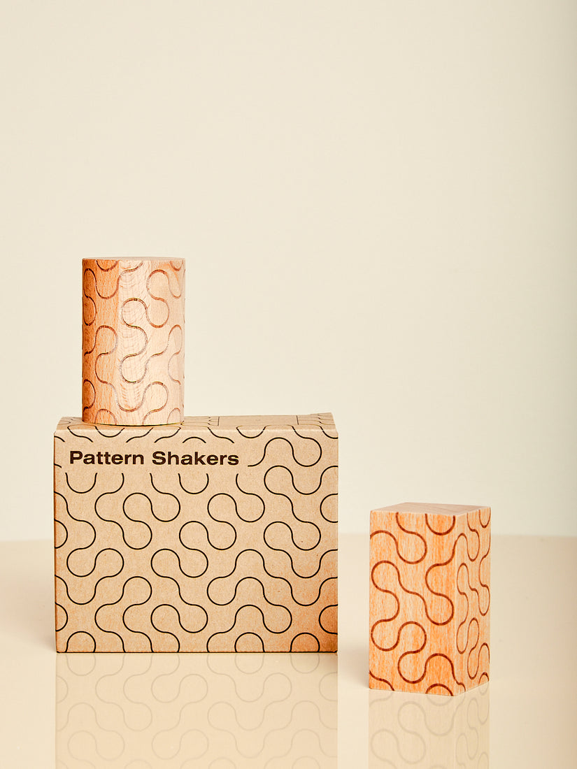 Pattern Shakers by Dusen Dusen for Areaware with its box.