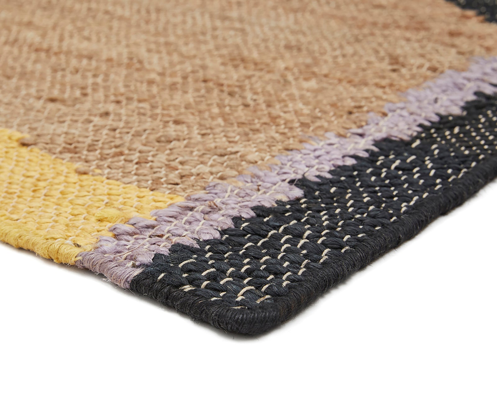 Close up of the hemp woven texture on the The Ocean Moon Rug.